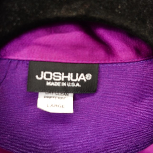 Vintage Purple Satin Button Up Shirt Womens L Magenta Retro 70s USA Made JOSHUA - Picture 11 of 13